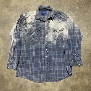 Vintage Y2k Painted Mesa Faded Bleach Pearl Snap Flannel